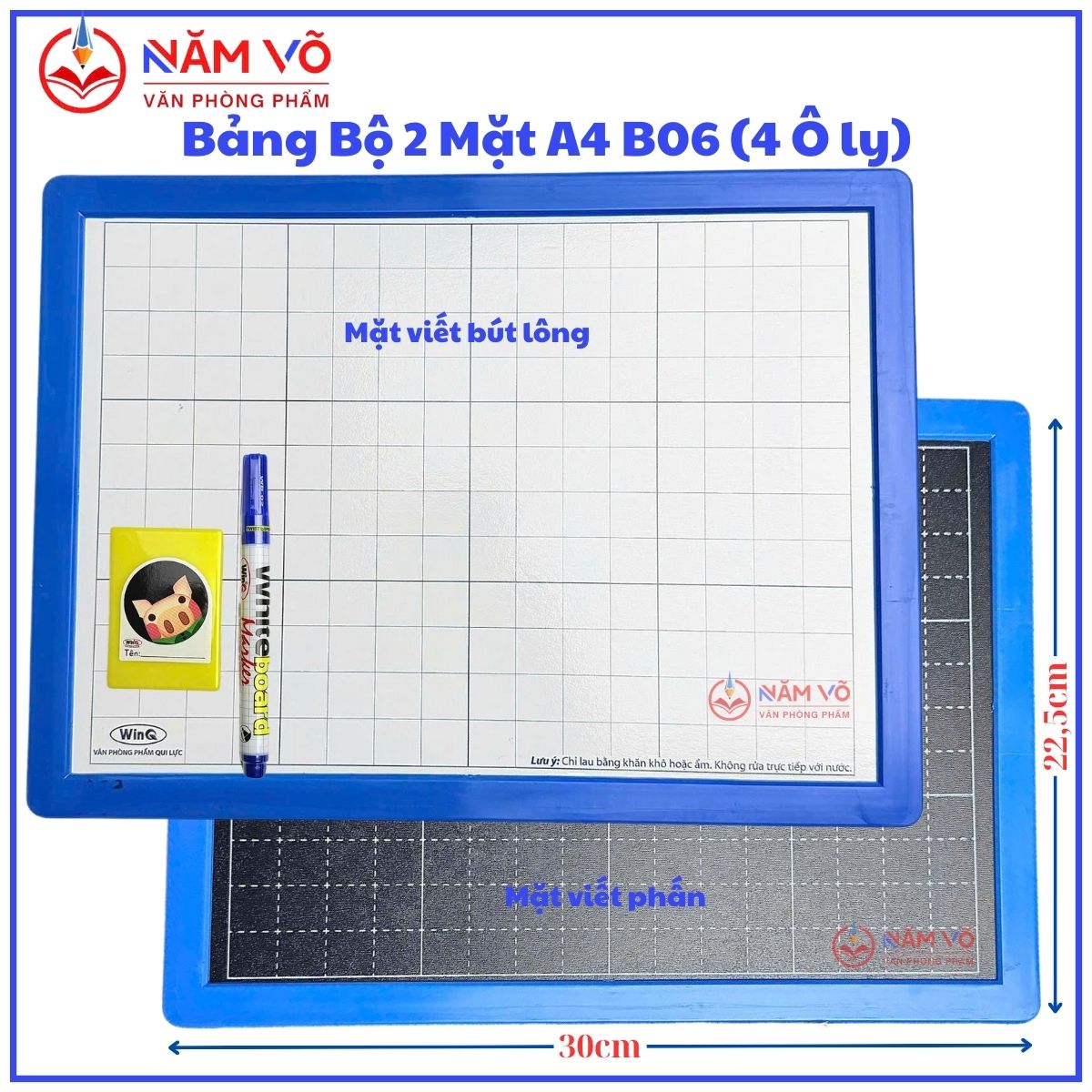 Win Q Bảng Bộ 2 Mặt A4 B06 (1 Mặt phấn + Bút Lông) 2 Loại (4 Ôly) B06 (10 Cái/ Lốc; 80 Cái/ Thùng)