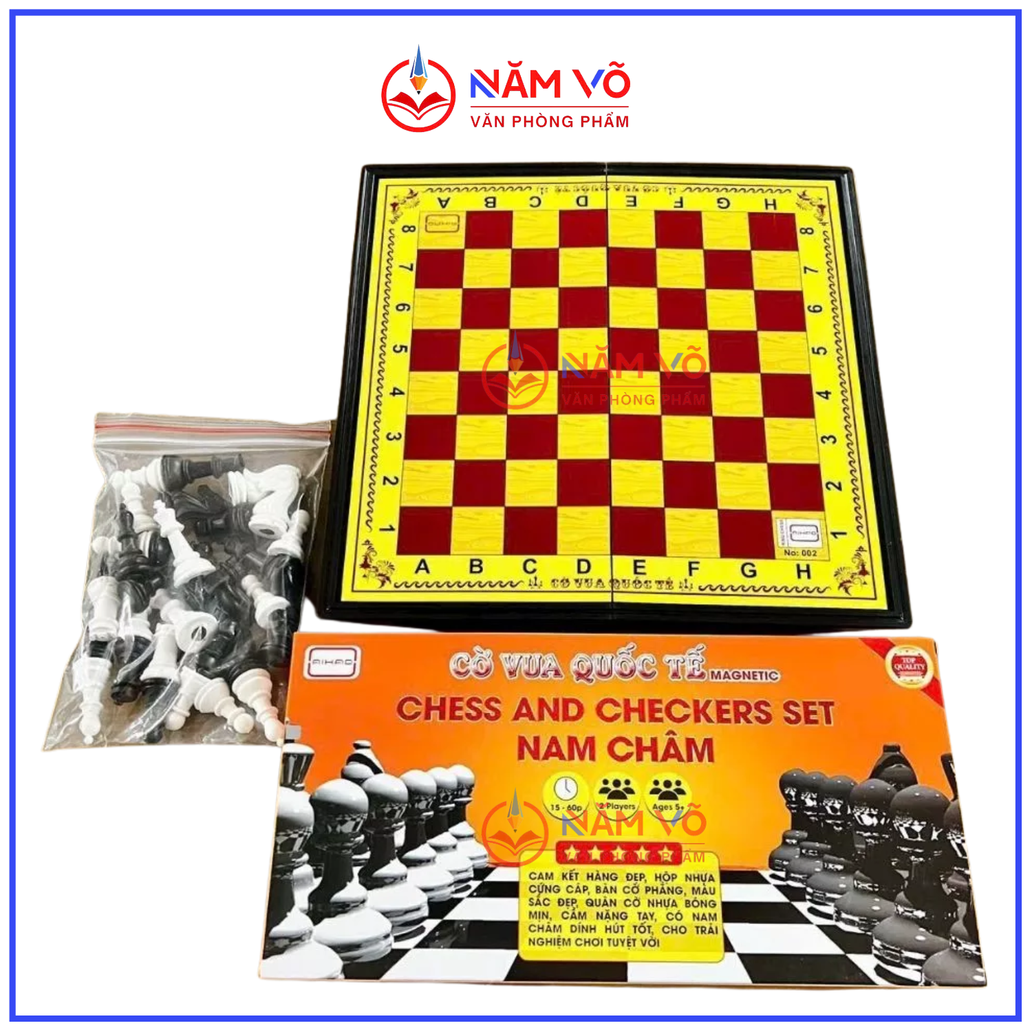 Bàn CỜ VUA AIHAO HỘP NHỰA NAM CHÂM (Có Hộp Giấy Bên Ngoài) 28 x 28 cm (60 Hộp/Thùng) No.002