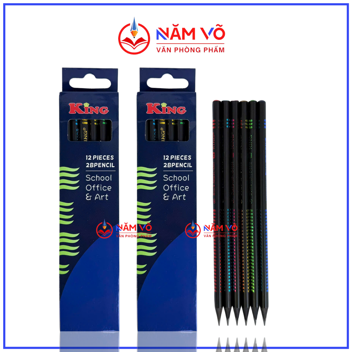. Bút Chì 2B Dạ Quang Neon Black King KC-8802 (12 Cây/Hộp) (12 Hộp/Lốc) (20 Lốc/Thùng)