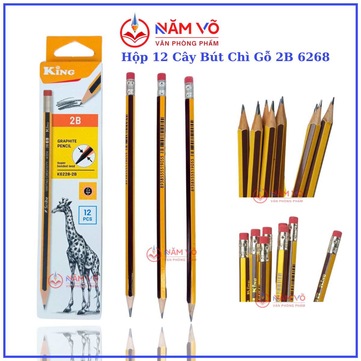 Bút Chì Gỗ 2B 6228 (12 Cây/ Hộp; 6 Hộp/ Lốc; 40 Lốc/ Thùng)