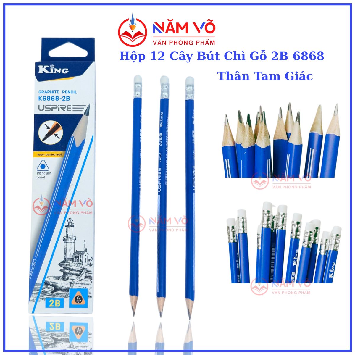 . Bút Chì Gỗ 2B 6868 (12 Cây/ Hộp; 6 Hộp/ Lốc; 40 Lốc/ Thùng)
