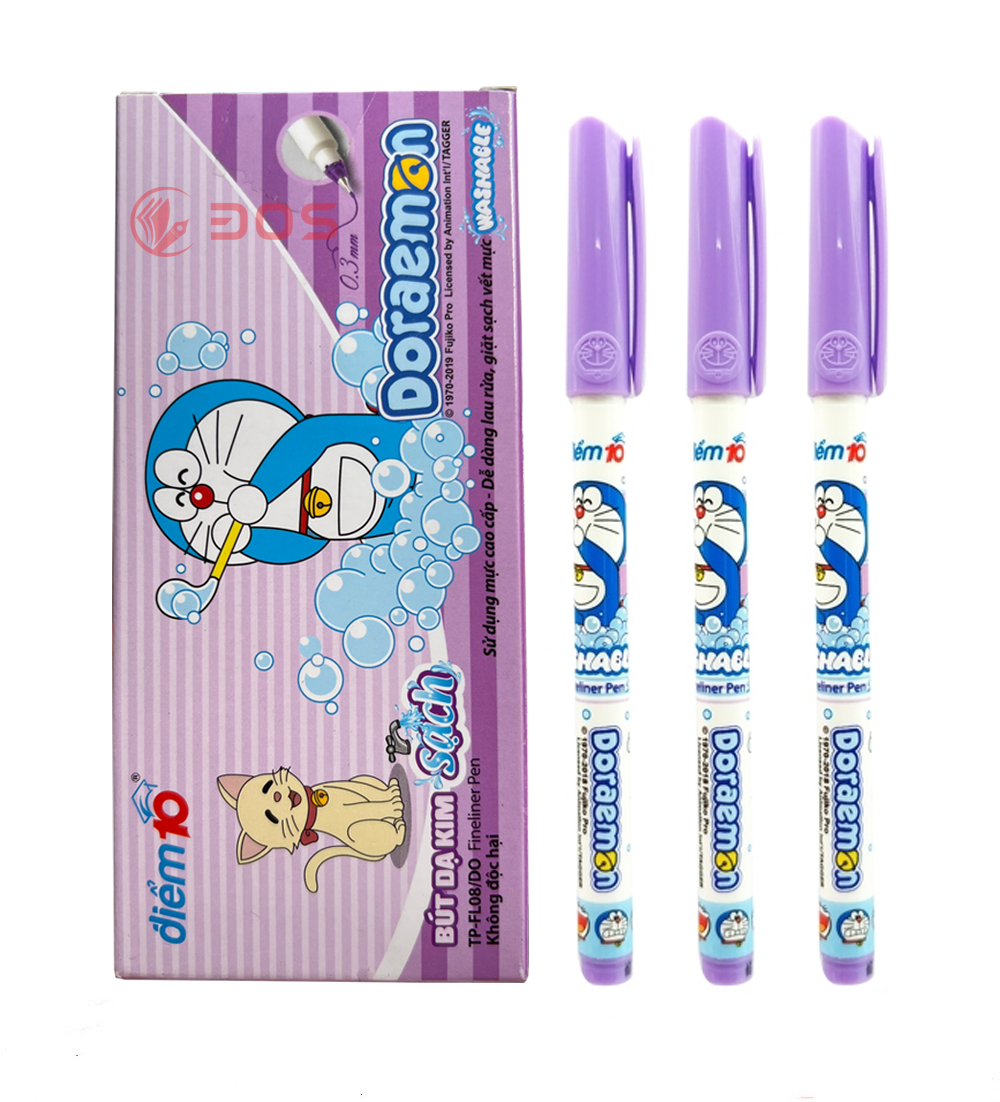 TL - Bút Lông Kim Doreamon FL08/DO (Xanh, Tím, Đen) (10 Cây/ Hộp)