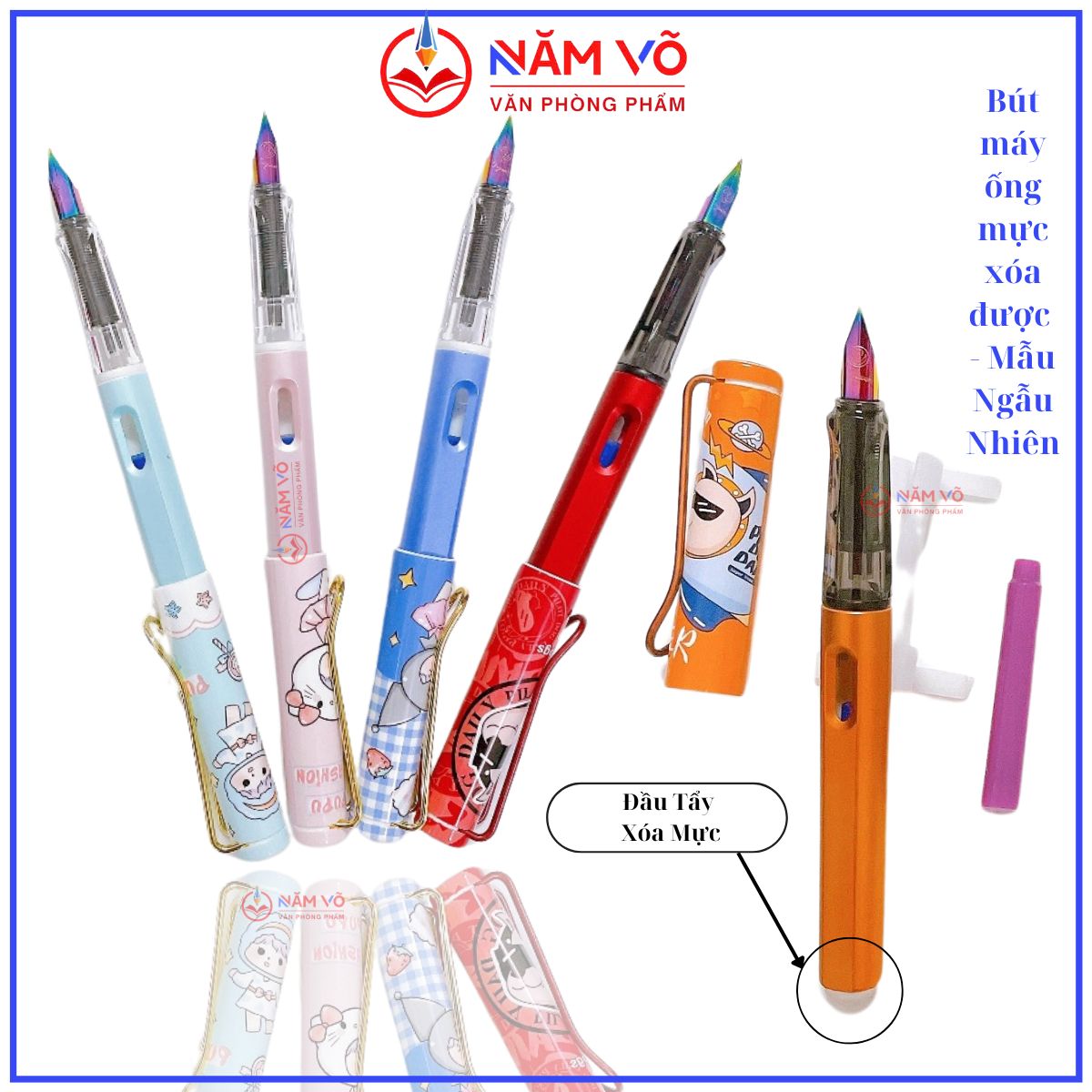 . Bút Máy NẮP ĐẬY Ống Mực Xóa Được (12 Cây/Hộp) 7002;7012;7003;7005;7006;4073;437;4659;4022;T98