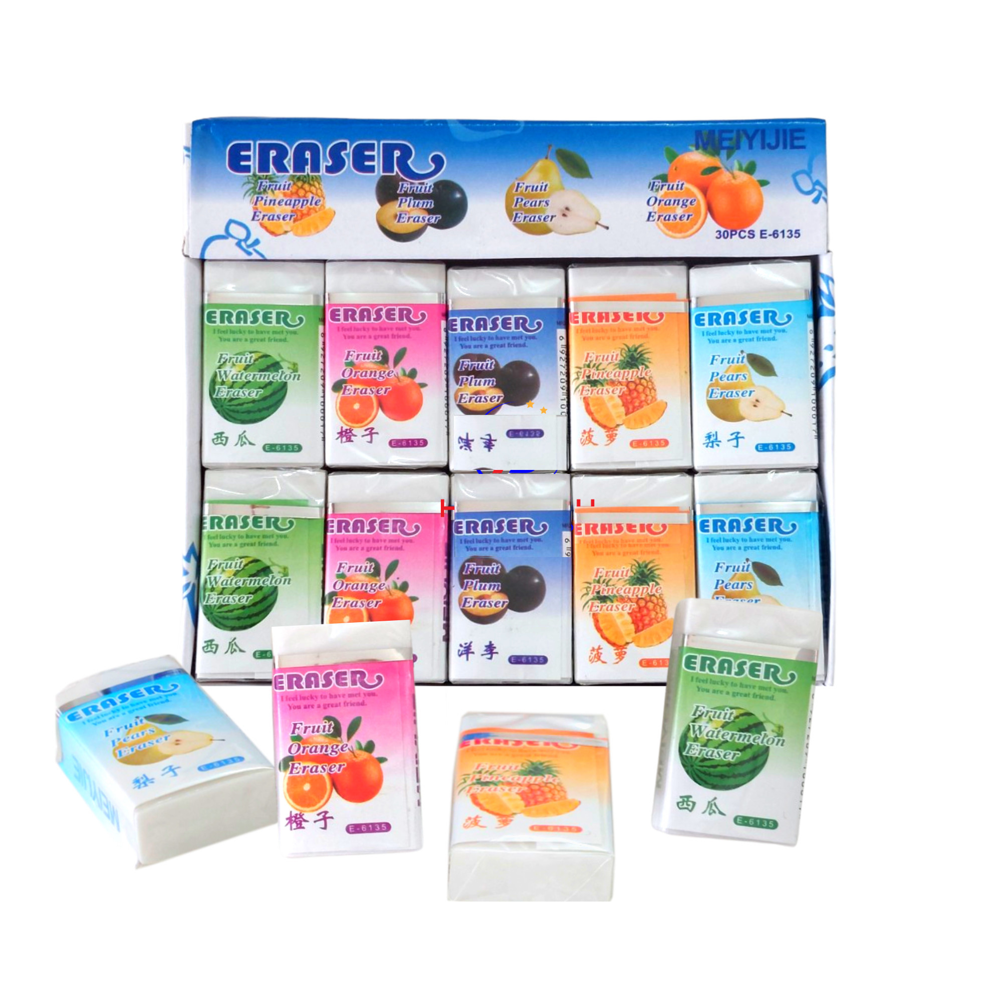 . Gôm Eraser TRÁI CÂY TRẮNG 6135 (30 Cục/Lốc; 20 Lốc/Thùng)