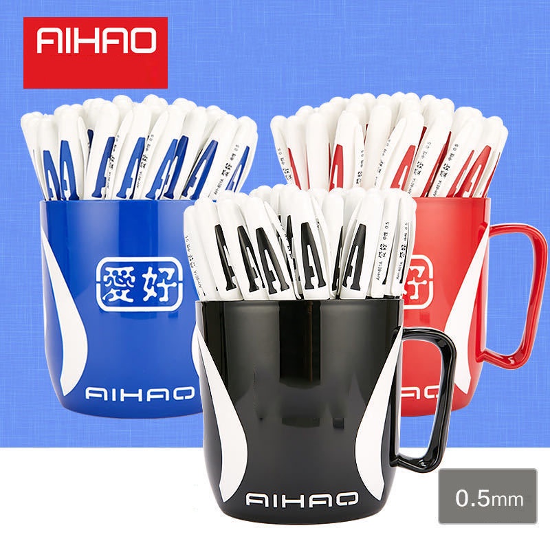 Bút Gel Nước Chữ AAA 0.5mm Aihao AH-801A (Xanh, Tím, Đỏ, Đen) (48 Cây/Cốc)