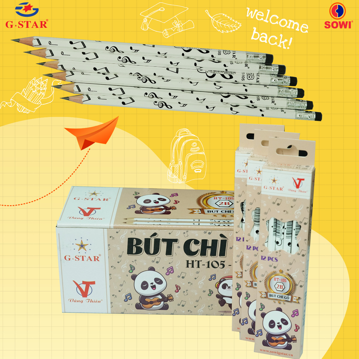 G-Star Bút Chì Đen HT105 2B (12 Cây/ Hộp; 12 Hộp/ Lốc; 20 Lốc/ Thùng)