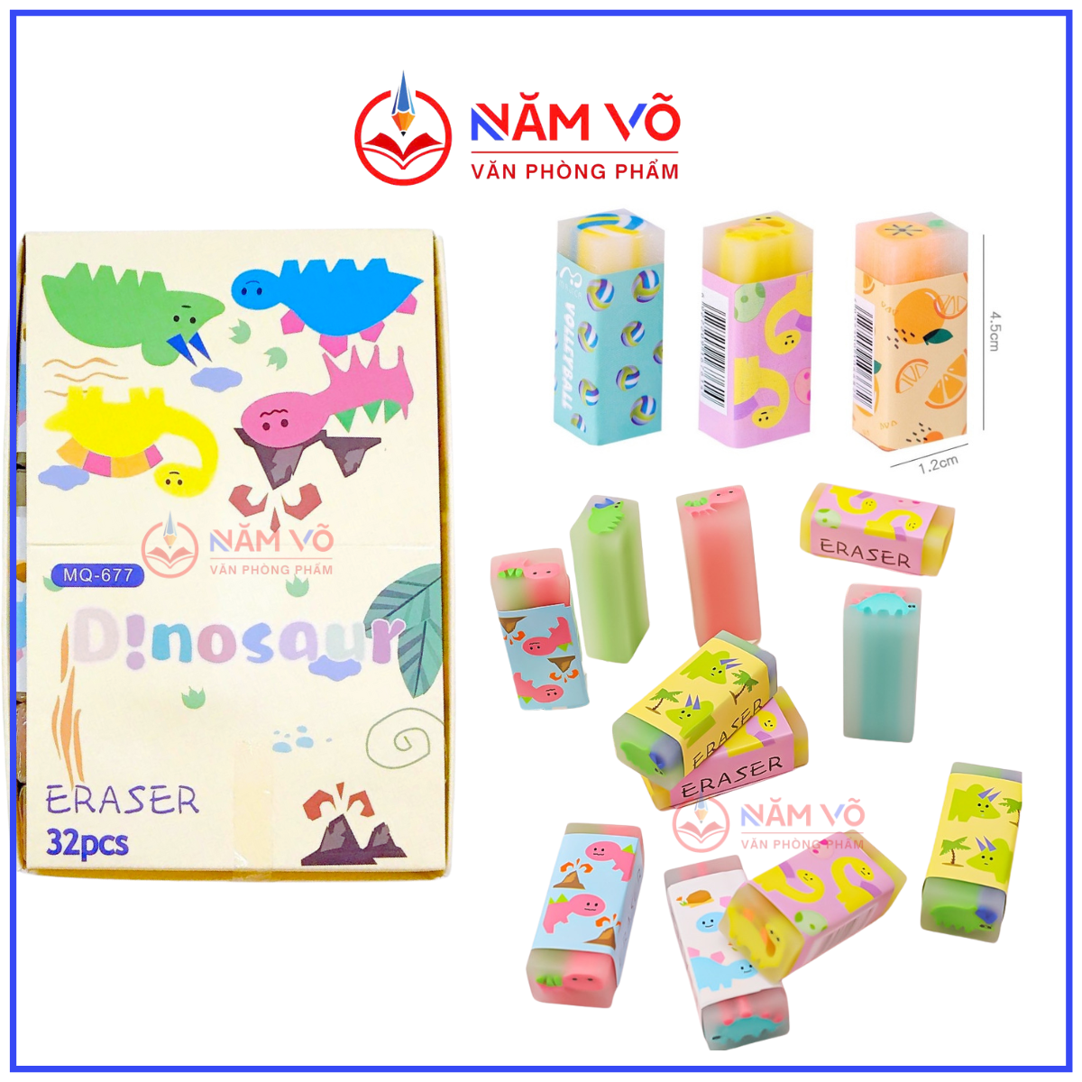 . Gôm Thỏi Thơm KHỦNG LONG MQ 677 (32 Cục/ Lốc) (32 Lốc/ Thùng)