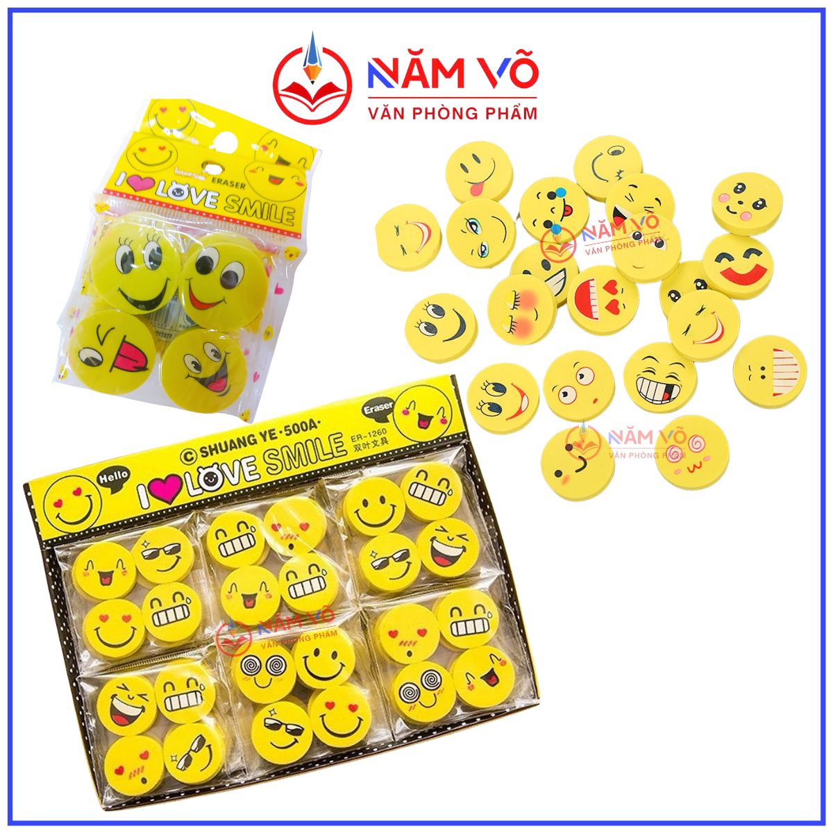 . Gôm Mặt Cười TB 16071 (4 Cục/Bịch; 30 Bịch/Lốc; 30 Lốc/Thùng)