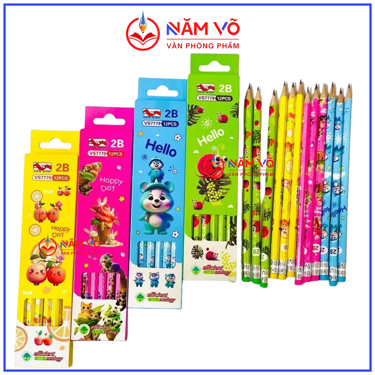 Bút chì đủ mẫu dễ thương Vân Sơn VS 7779 (12 Cây/Hộp; 12 Hộp/Lốc; 240 Hộp/Thùng)
