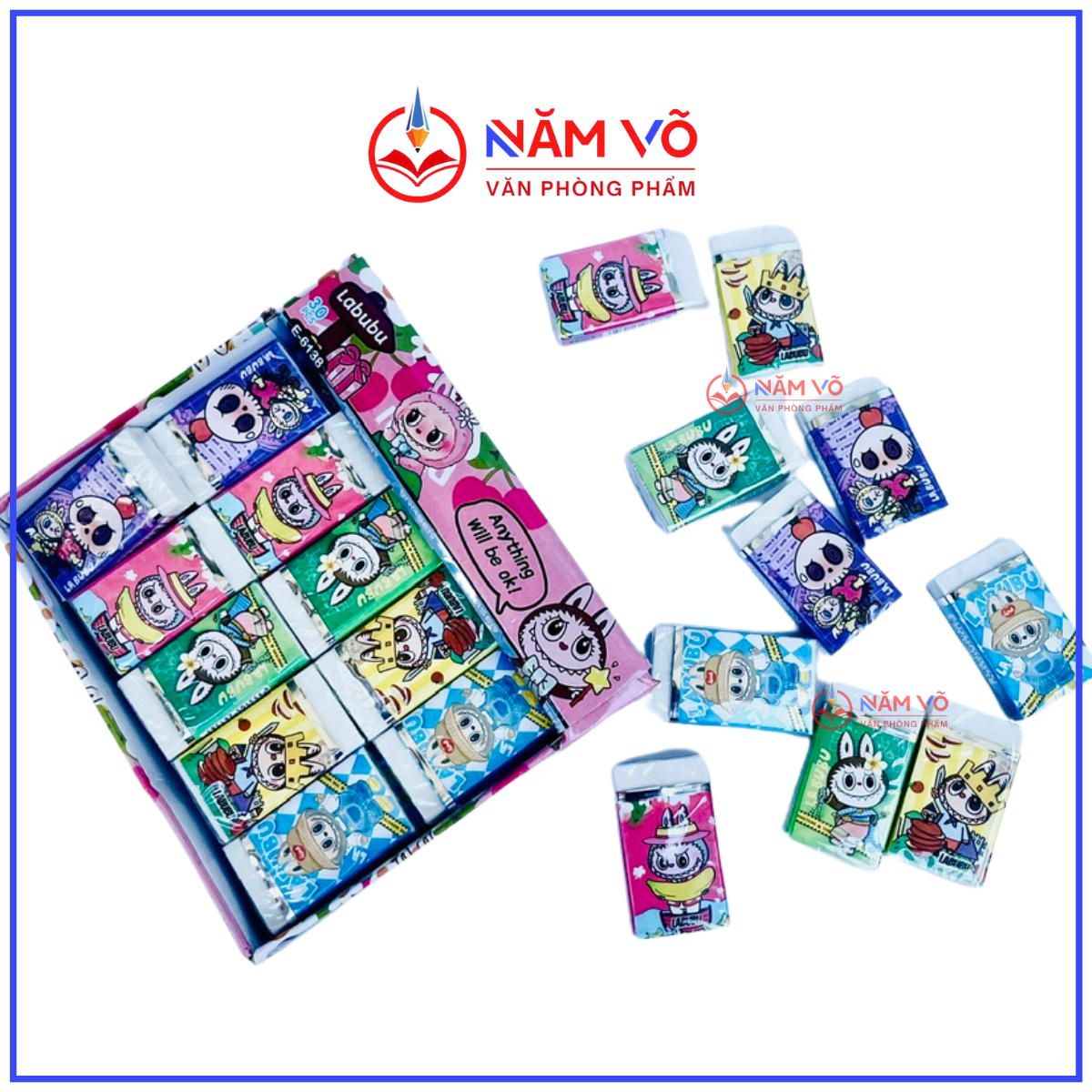 . Gôm Eraser LABUBU 6138 (30 Cục/Lốc) (20 Lốc/Thùng)