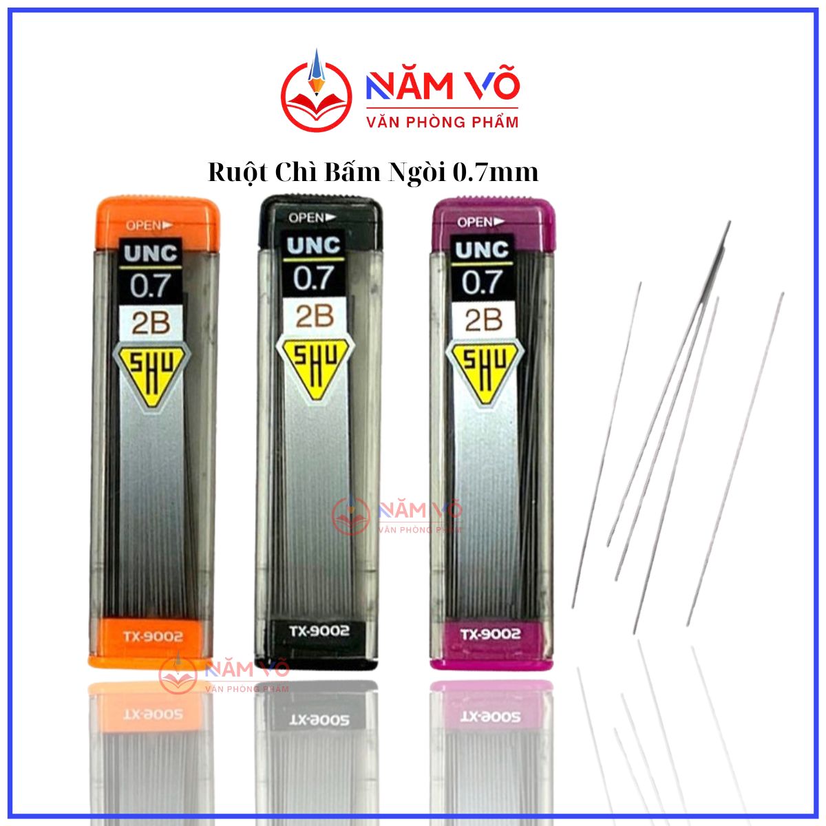 Ruột Chì Bấm 2B 0.7MM 9002 (60 Tuýp/Hộp; 24 Hộp/Thùng)