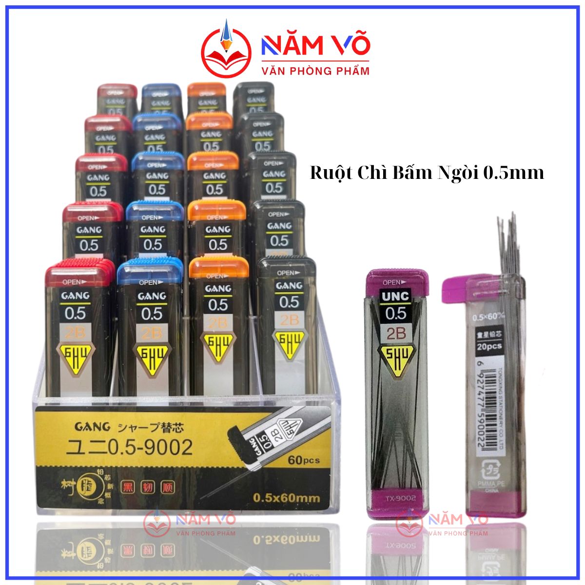 . Ruột Chì Bấm 2B 0.5MM 9002 (60 Tuýp/Hộp; 24 Hộp/Thùng)