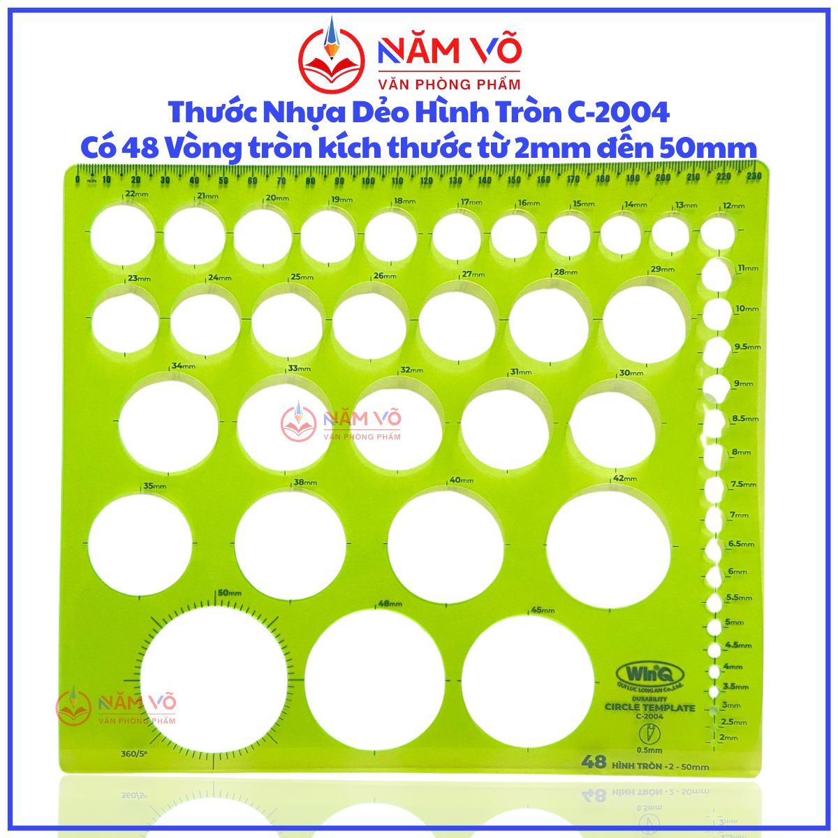 Win Q Thước Vẽ Hình Tròn C2004 (10 Cây/ Hộp; 5 Hộp/ Lốc)