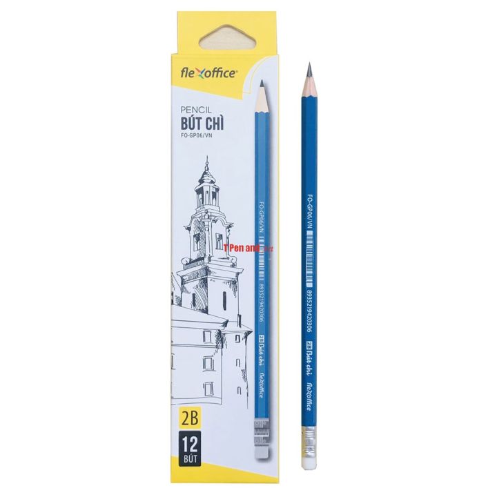TL - Bút Chì Gỗ 2B Có Gôm FO-GP06 (12 Cây/Hộp)