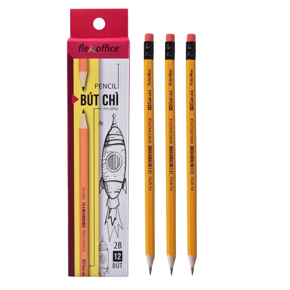 TL - Bút chì gỗ màu vàng 2B FO-GP02 (12 Cây/Hộp)