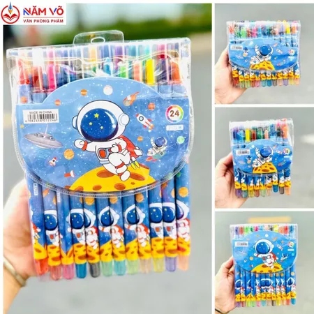 Sáp Vặn 24 Màu - DÀI YB-1024L; YB-1024F (6 Vĩ/Lốc) (96 Vĩ/Thùng)