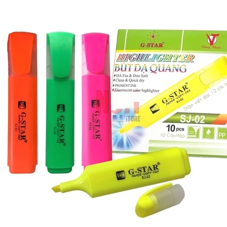 G-Star Bút Dạ Quang SJ02 (Vàng, Cam, Hồng, Lá) (10 Cây/Hộp; 10 Hộp/ Lốc; 120 Hộp/ Thùng)