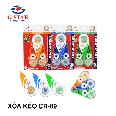 G-Star Xoá Kéo 1 Cây (Kèm 2 ruột) CR-09 (24 Cây/Hộp; 12 Hộp/ Thùng; 288 Cây/ Thùng)