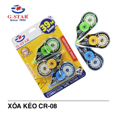 G-Star Xoá Kéo 3 Cây CR-08 (24 Cây/Hộp; 8 Hộp/ Thùng; 192 Cây/ Thùng)