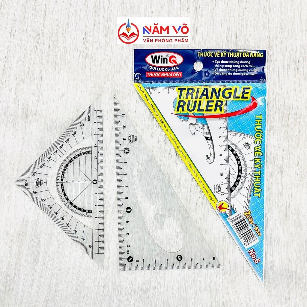 Win Q Thước Dẻo Êke Lớn Số 6 NO6 (2 Cây/Bịch; 50 Bịch/Hộp)