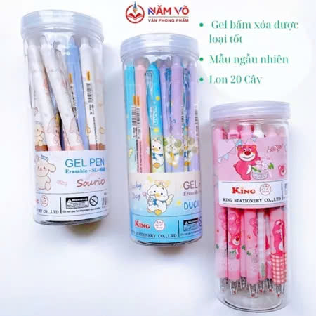 LON 20 CÂY Bút Gel BẤM Xóa Được LON KING (Xanh, Tím) (20 Cây/Lon; 12 Lon/Hộp; 96 Lon/Thùng) 9986