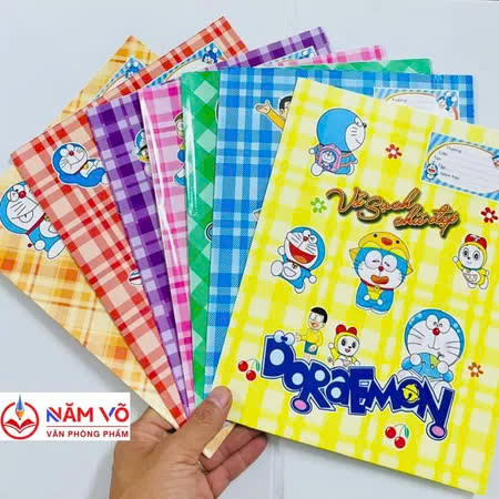 Bìa Kê Tập Doremon (Xanh Dương, Lá, Đỏ, Vàng, Tím, Hồng, Cam) (10 Tờ/Xấp) (10 Xấp/Bó)