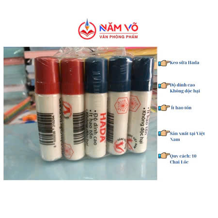Hada - Keo Sữa Dán Giấy Đa Dụng (10 Chai/Lốc)