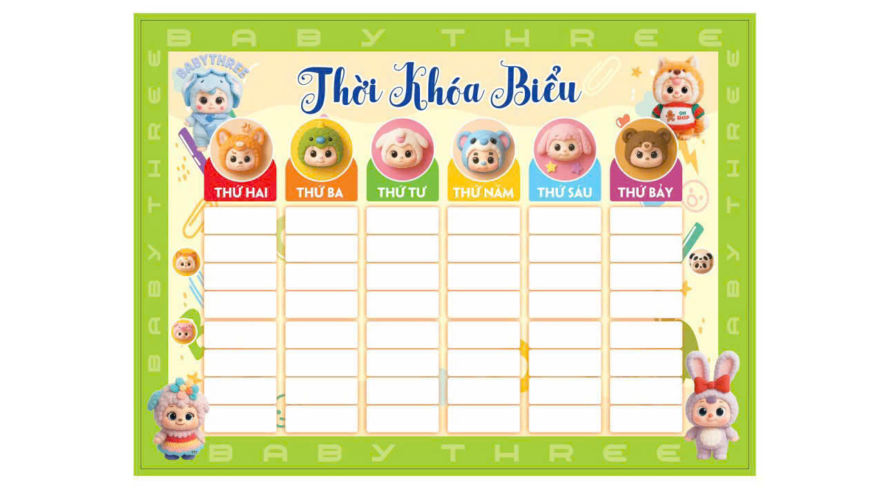 Thời Khóa Biểu A5 (3 Tờ/ Xấp)