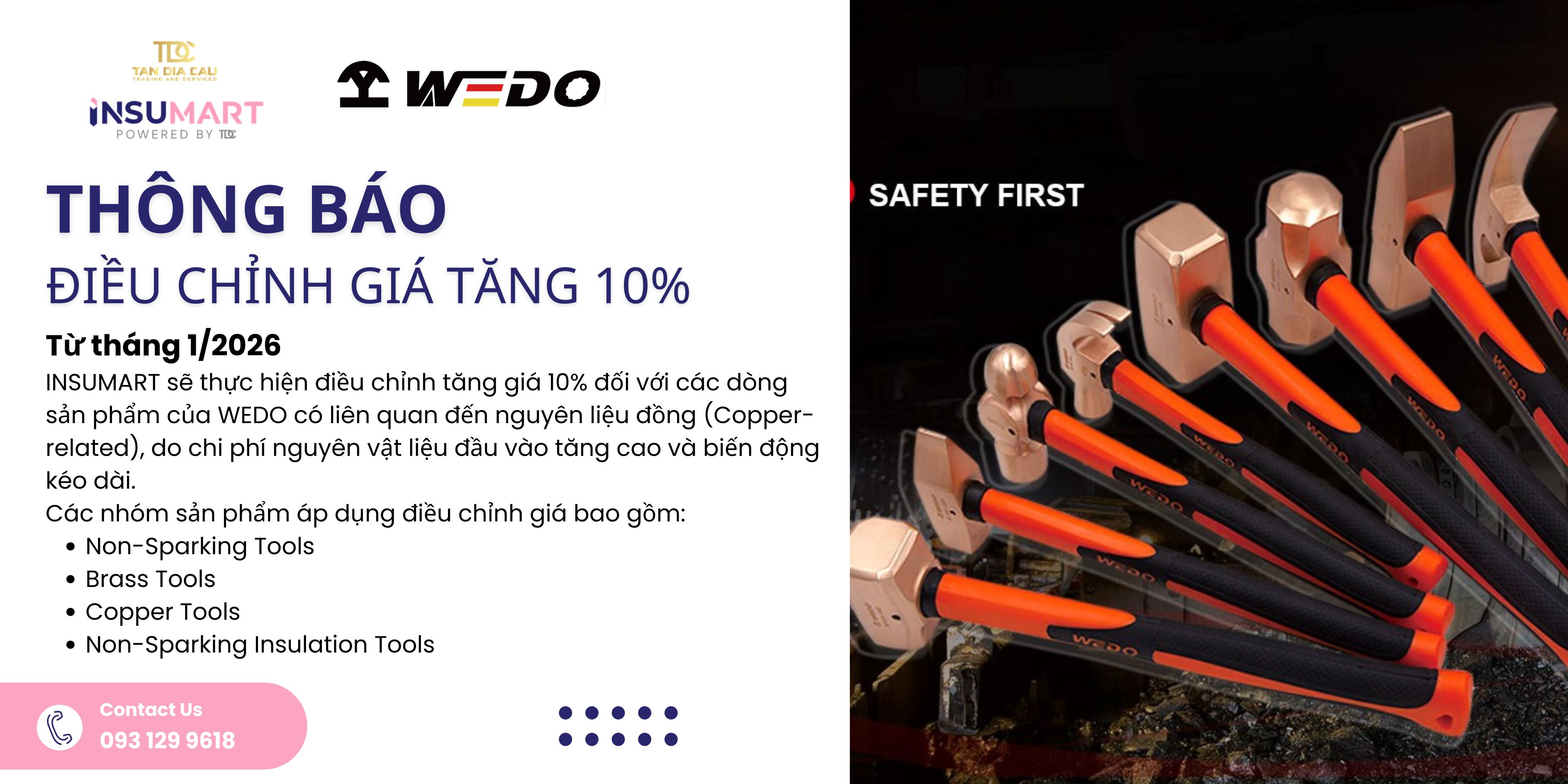 THÔNG BÁO TĂNG GIÁ 10% CÁC DÒNG SẢN PHẨM CỦA WEDO