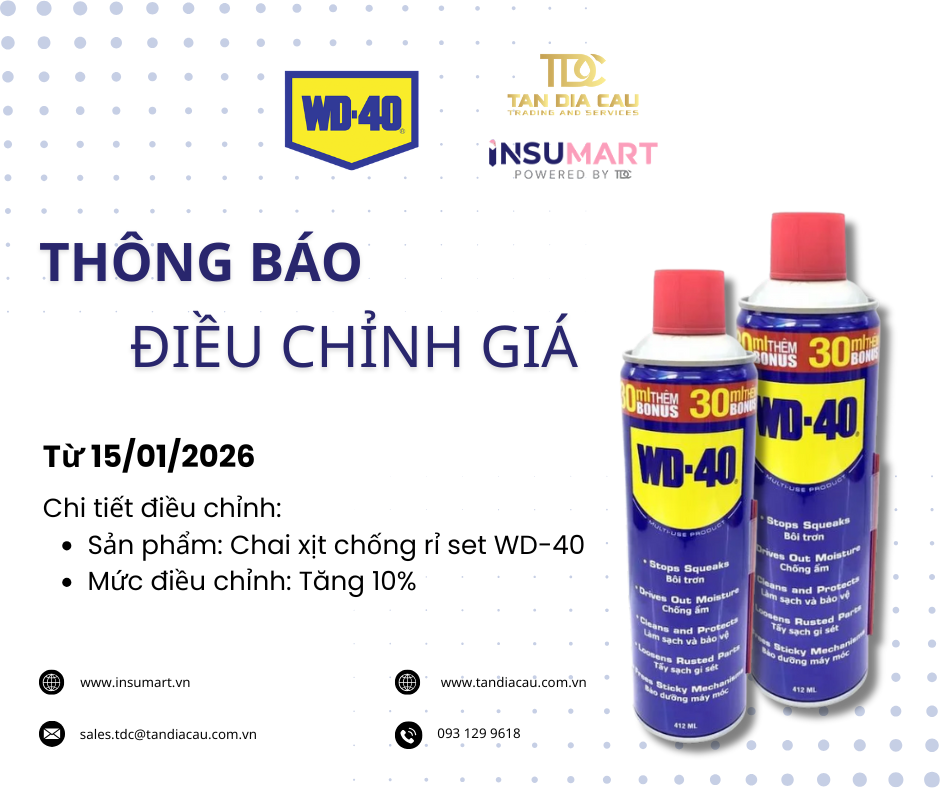 THÔNG BÁO ĐIỀU CHỈNH GIÁ SẢN PHẨM DẦU CHỐNG GỈ SÉT WD-40
