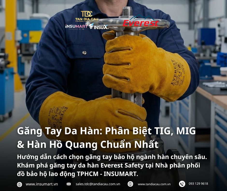 Găng Tay Da Hàn: Phân Biệt TIG, MIG & Hàn Hồ Quang Chuẩn Nhất