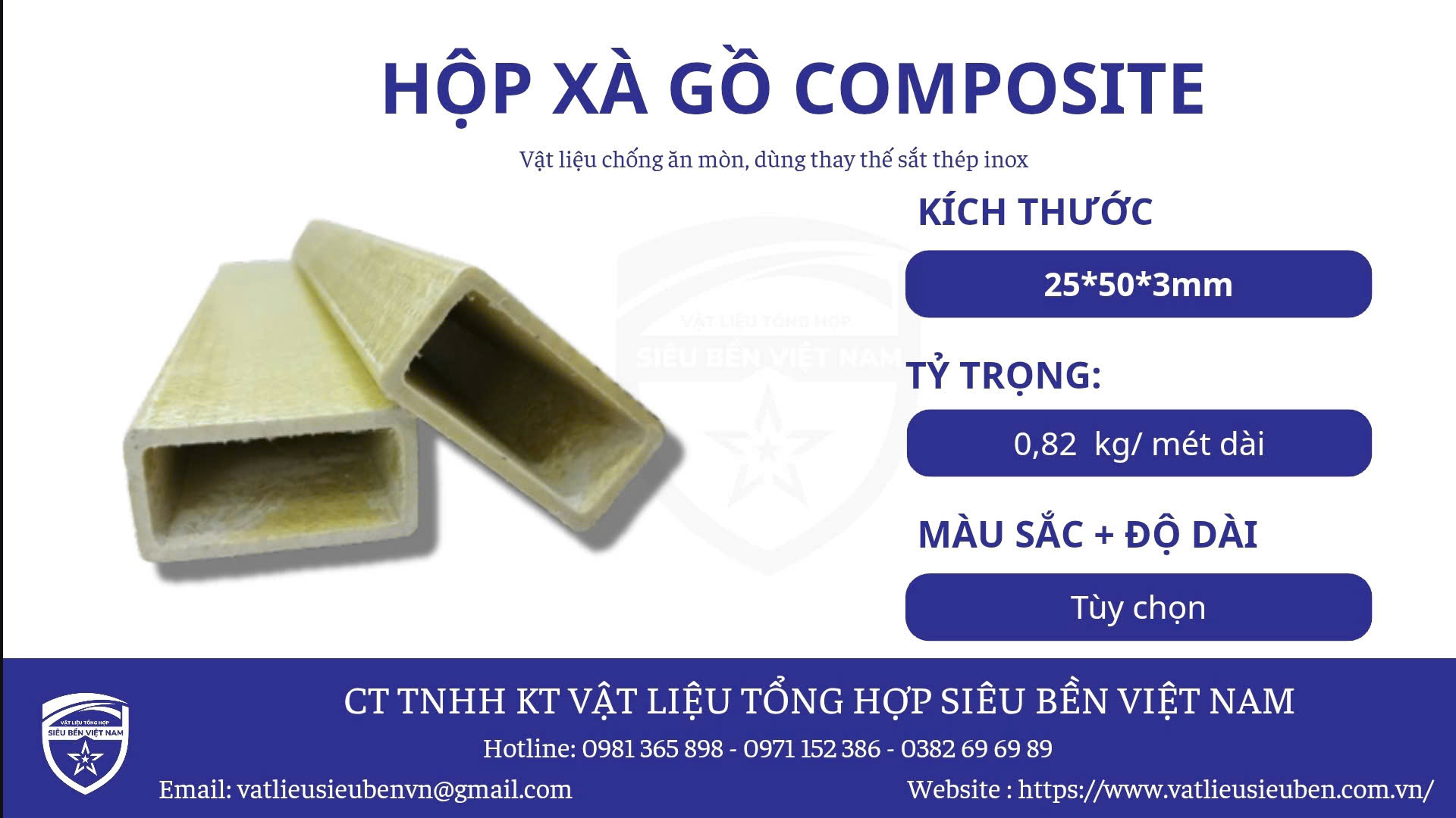 Xà gồ composite 25*50*3mm