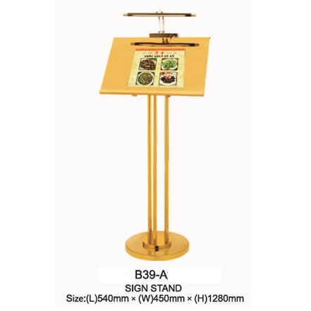 Bảng menu quán ăn inox vàng đẹp sang trọng B39-A