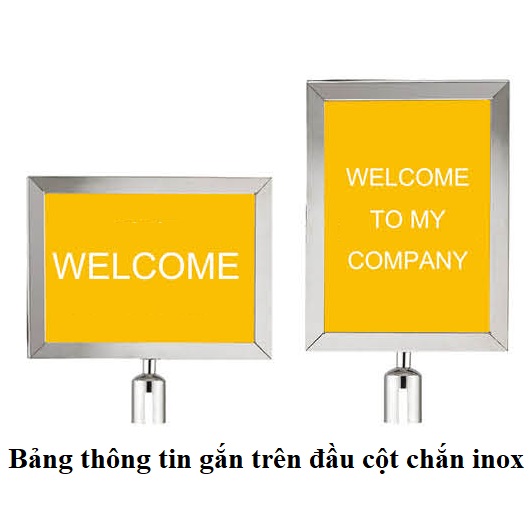 Bảng thông tin gắn trên đầu cột chắn inox