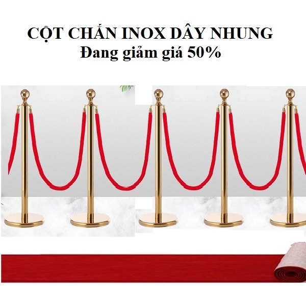 cột chắn inox dây nhung
