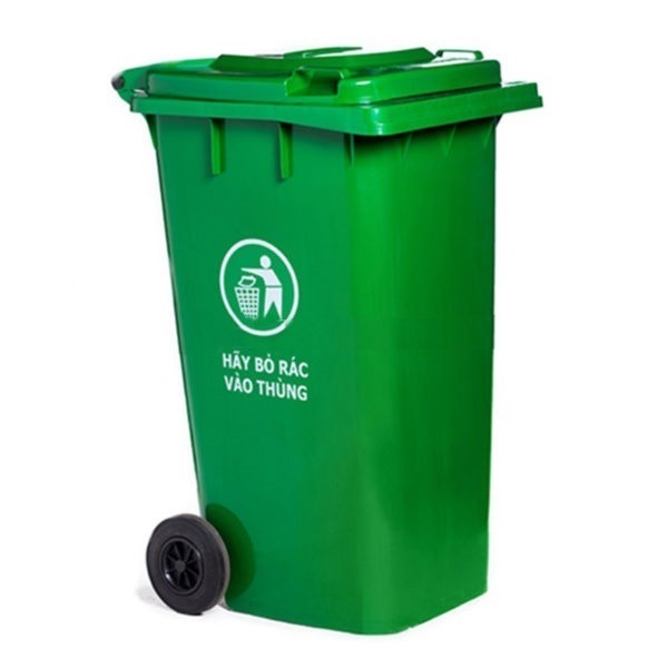Thùng đựng rác to có bánh xe màu xanh lá cây 360L