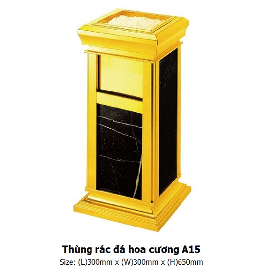 Thùng rác inox đá hoa cương A15