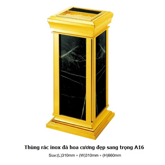 Thùng rác inox đá hoa cương A16