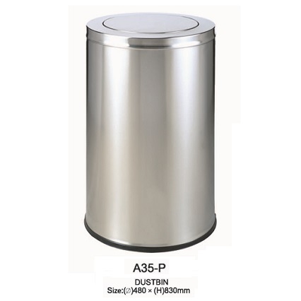 Thùng rác inox lớn nắp lật tròn A35-P
