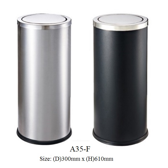 Thùng rác inox tròn nắp bập bênh A35-F
