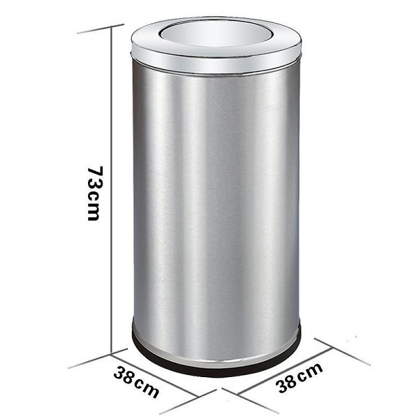 Thùng rác inox tròn nắp bập bênh A35-G