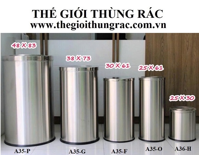 thùng rác inox tròn nắp bập bênh