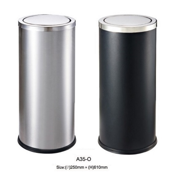 Thùng rác inox tròn nắp lật A35-O