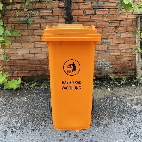 Thùng rác nhựa 120L màu cam