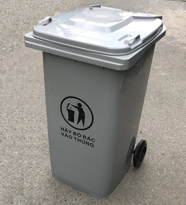 Thùng rác nhựa 120L màu Ghi Xám