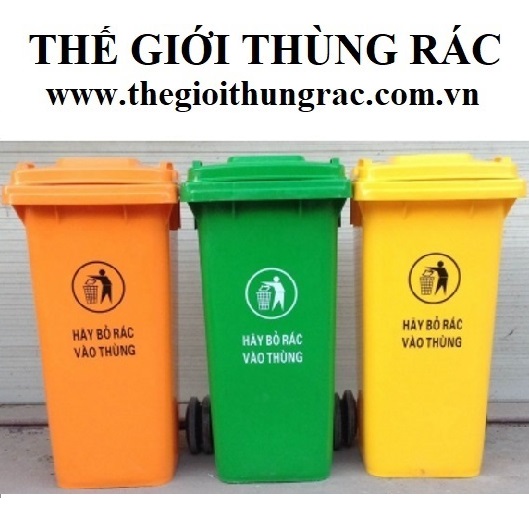 Thùng rác nhựa gia đình 120L có nắp đậy và bánh xe