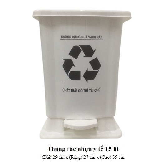Thùng rác y tế 15L màu trắng