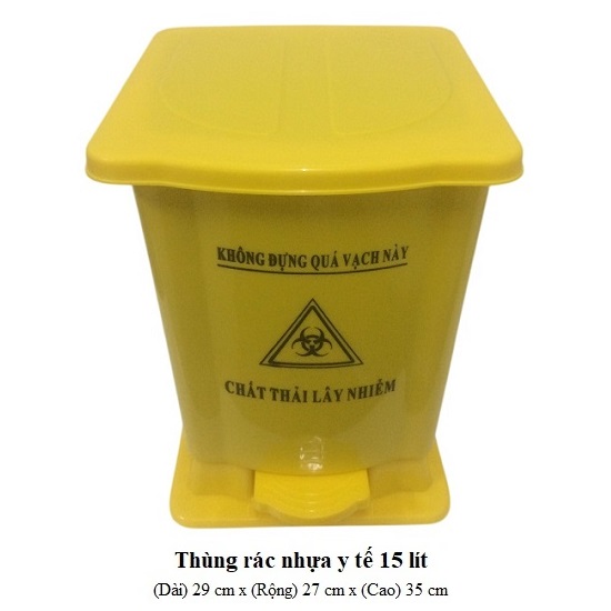 Thùng rác y tế 15L màu vàng