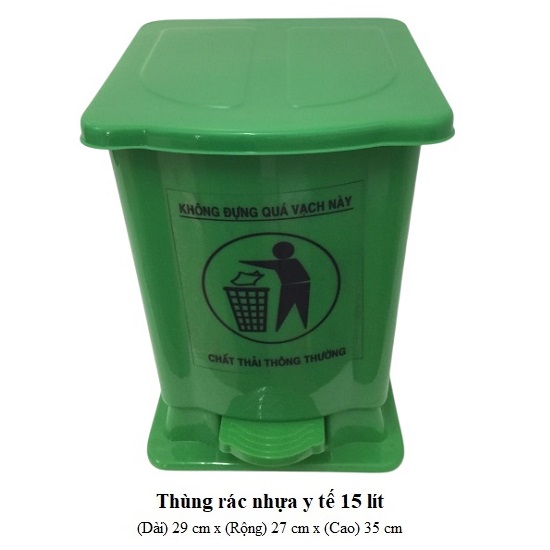 Thùng rác y tế 15L màu xanh lá