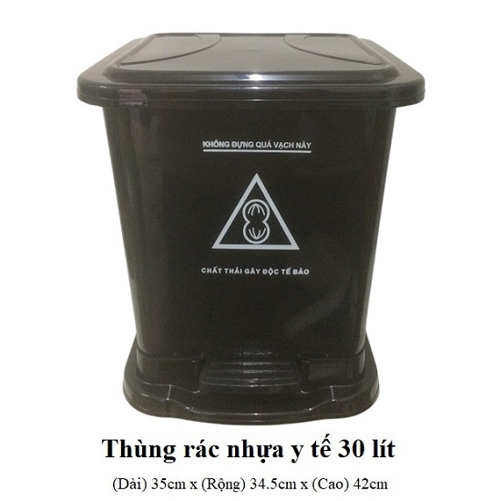 Thùng rác y tế 30 lít màu đen